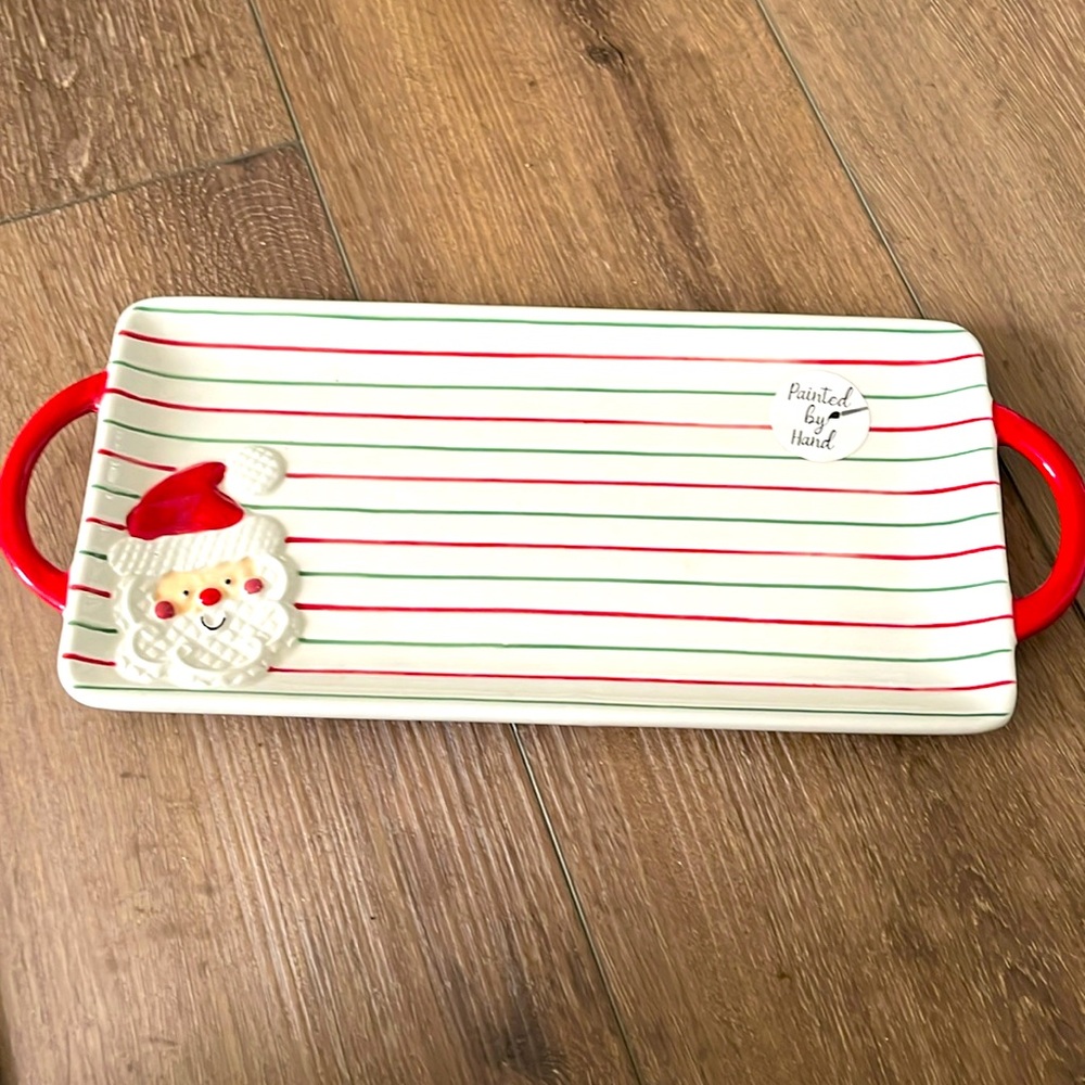 NWOT! Christmas Santa 🎅 Oblong Platter w/ handles. Gorgeous!!